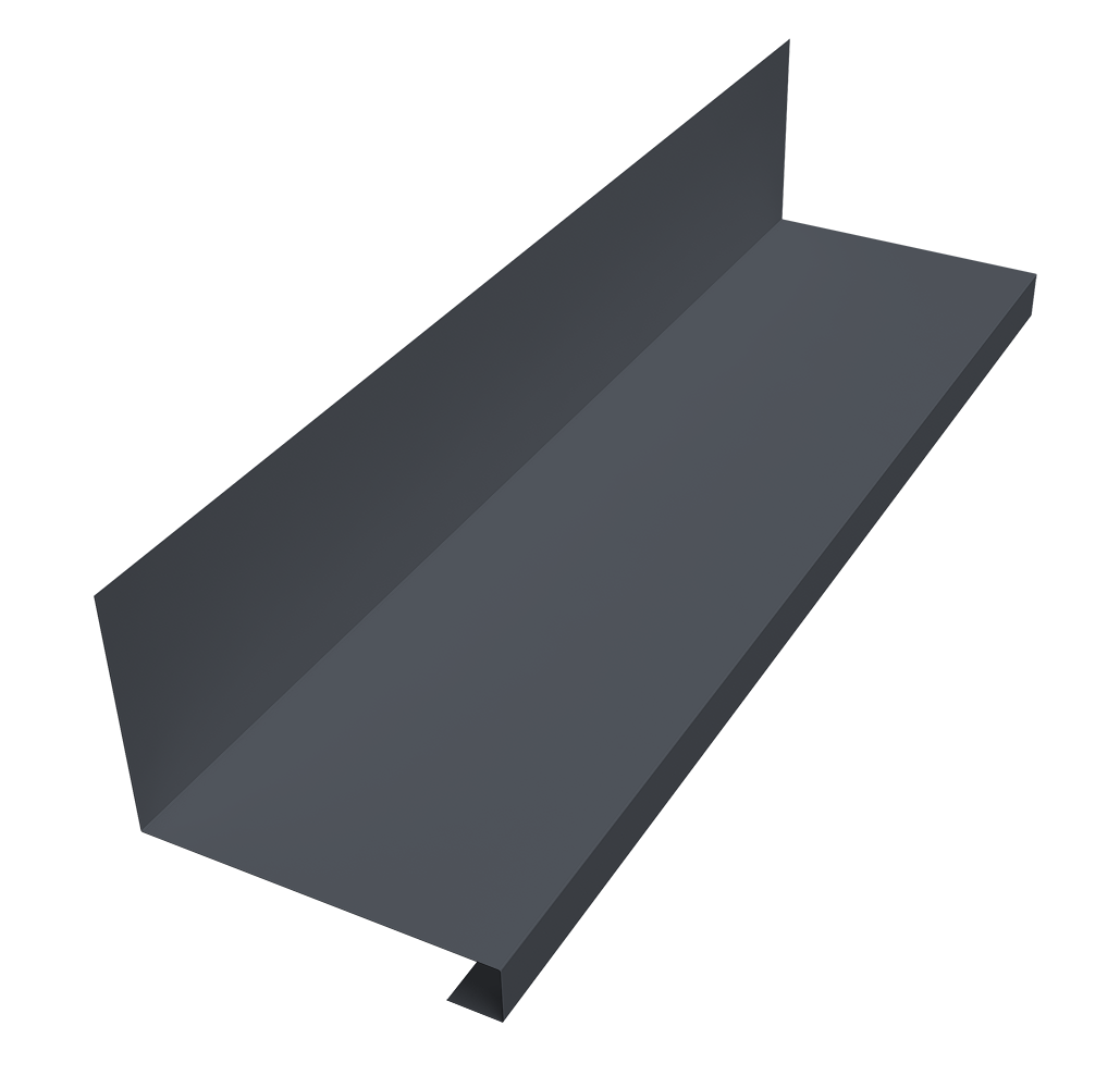 Планка примыкание нижнее к трубе фальц Grand Line 0,5 Velur X RAL 7024 мокрый асфальт (2м)