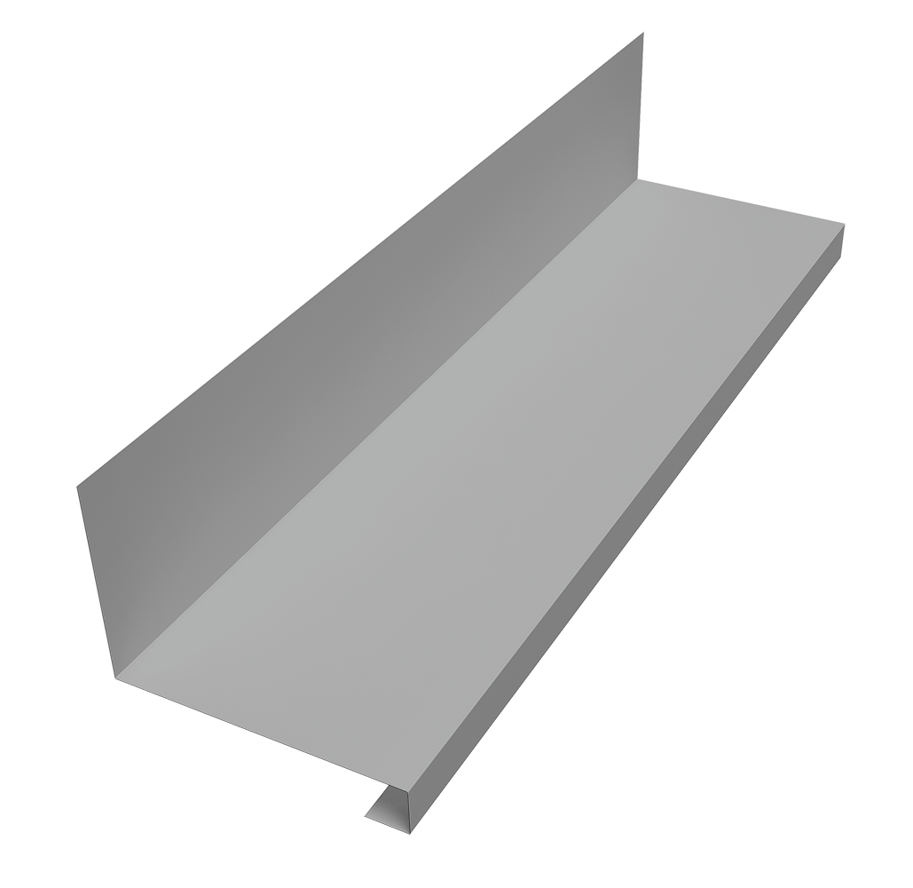 Планка примыкание нижнее к трубе для Кликфальц Pro Grand Line 0,5 Satin с пленкой RAL 9006 бело-алюминиевый (2м)