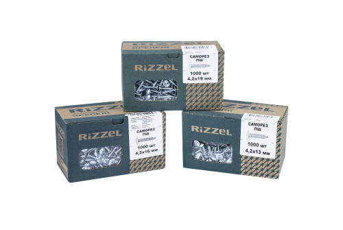 Саморез ПШС Rizzel 4,2х19 (200штук) шлиц PH2, цинк