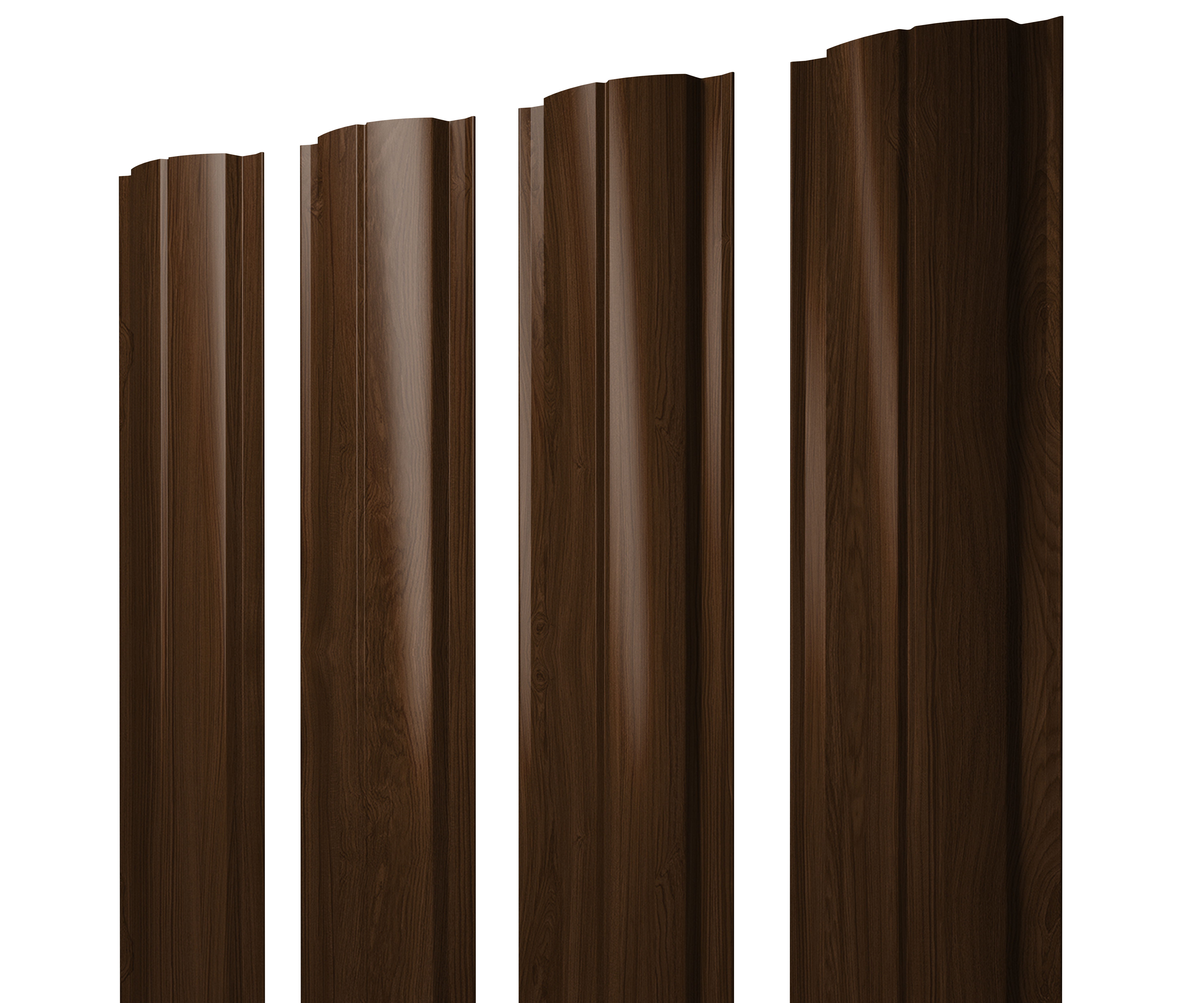 Штакетник Полукруглый Slim с прямым резом 0,45 Print Elite Choco Wood TwinColor