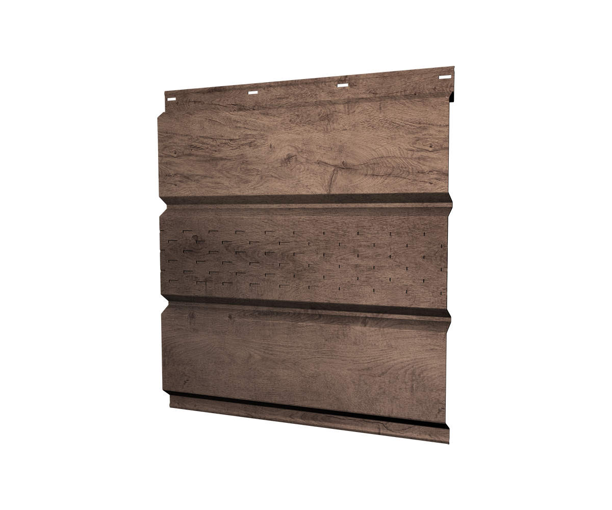 Софит металлический центральная перфорация 0,45 Print Premium с пленкой Almond Wood Fresh