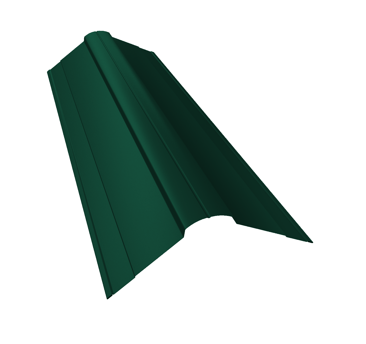 Планка конька фигурного 100x100 0,45 PE lite с пленкой RAL 6005 зеленый мох (3м)
