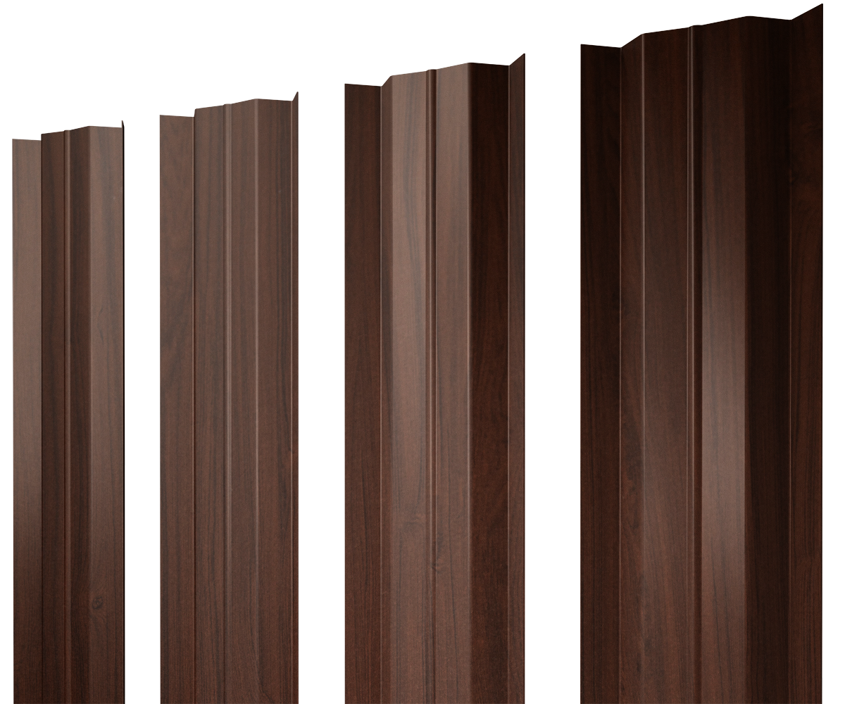 Штакетник М-образный В с прямым резом 0,45 Print Elite Choco Wood TwinColor