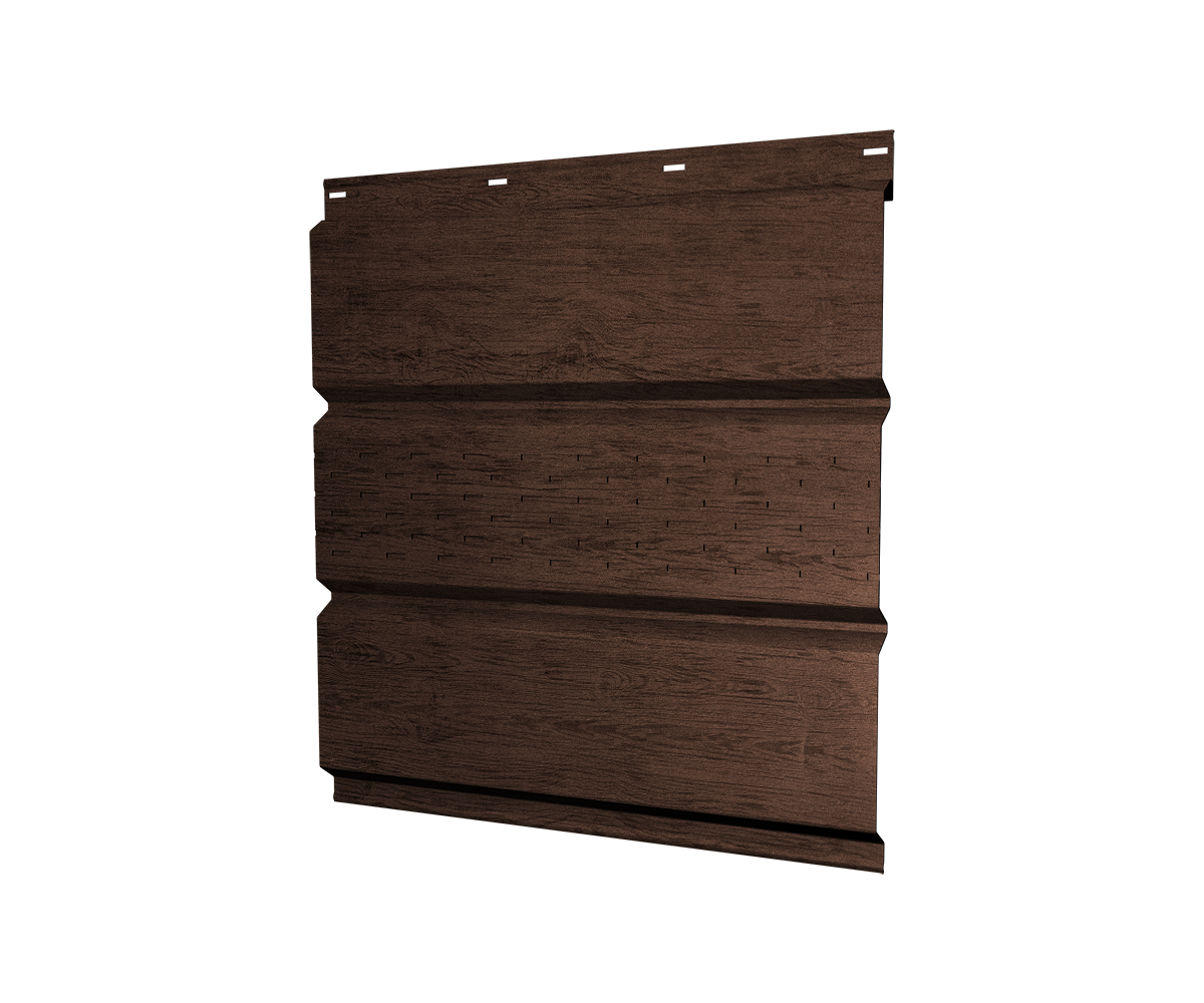Софит металлический центральная перфорация 0,45 Print Premium с пленкой Antique Wood TwinColor
