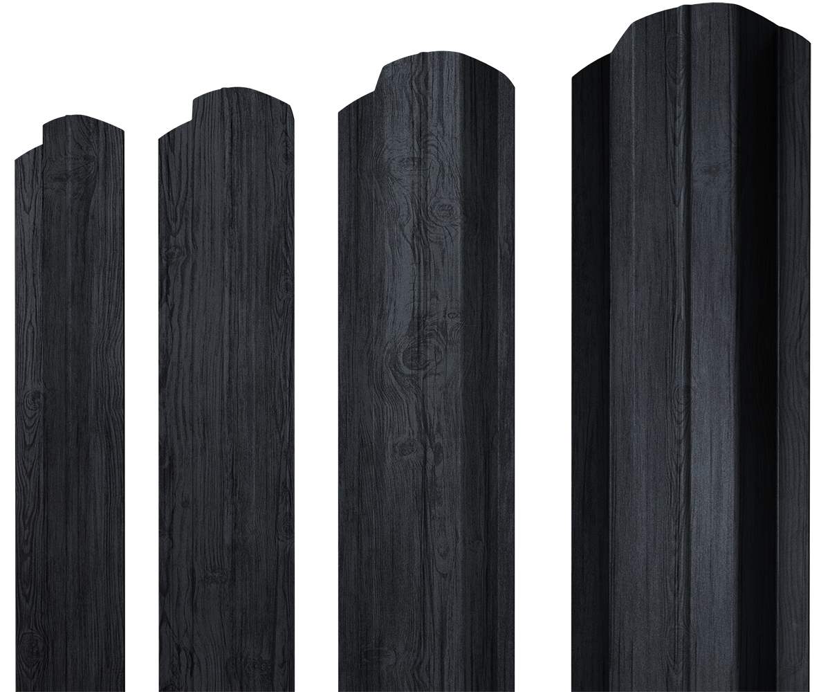 Штакетник М-образный B фигурный 0,45 Print Premium Grey Wood TwinColor