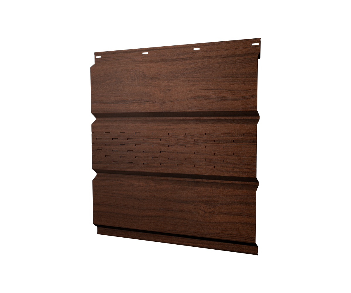 Софит металлический центральная перфорация 0,45 Print Elite с пленкой Choco Wood TwinColor