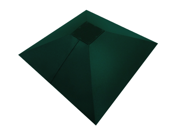 Колпак на столб под фонарь 390х390мм 0,5 Satin с пленкой RAL 6005 зеленый мох