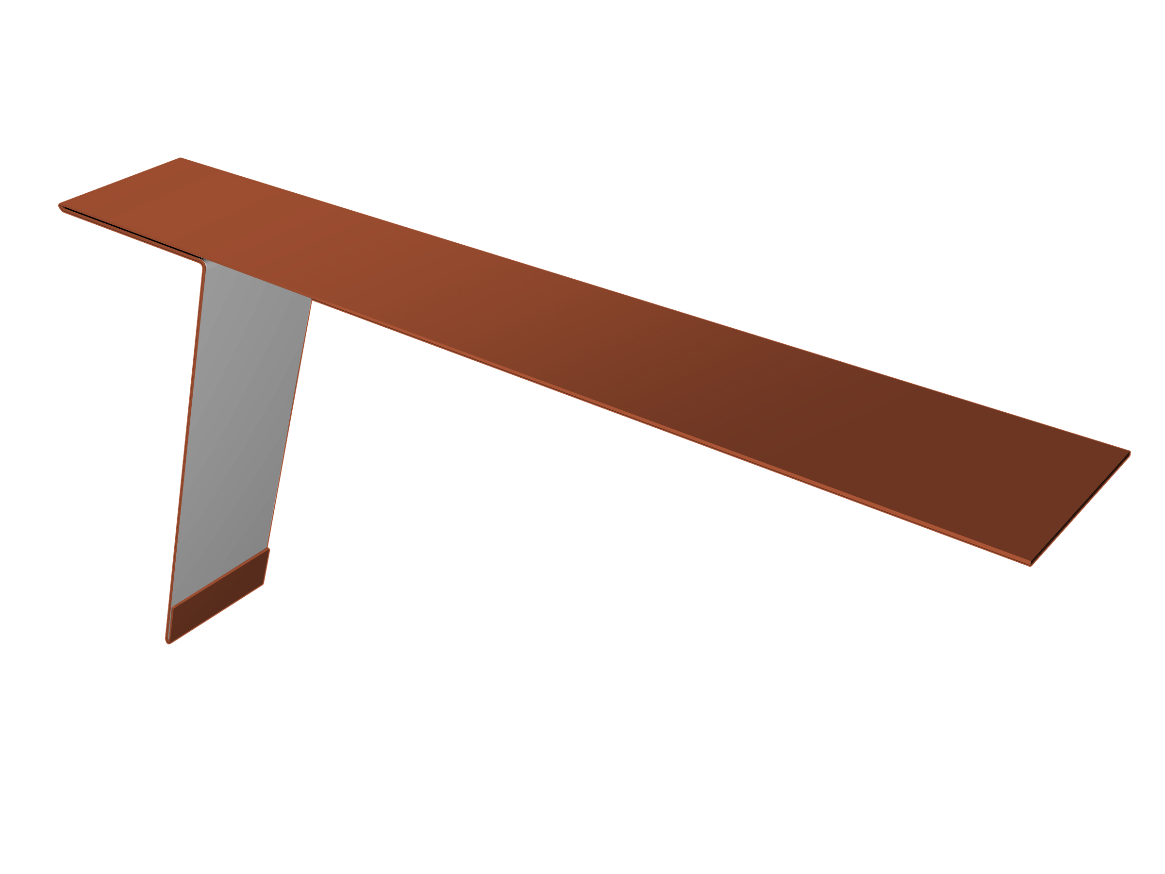 Планка карнизная фальц 130х80 0,5 Satin с пленкой RAL 8004 терракота (3м)