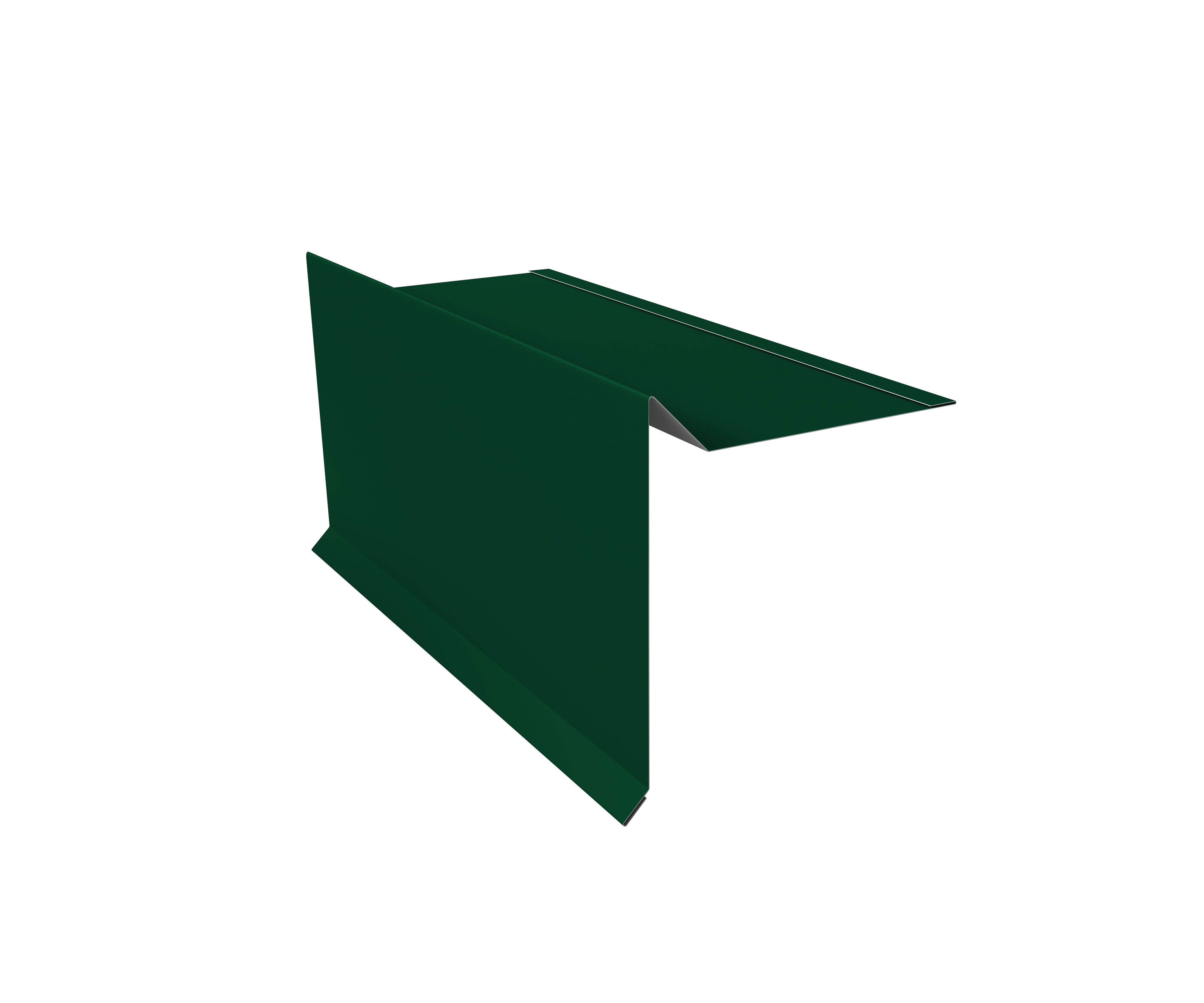 Планка ветровая с отгибом для мягкой кровли 100х20х70 0,5 Satin с пленкой RAL 6005 зеленый мох (3м)