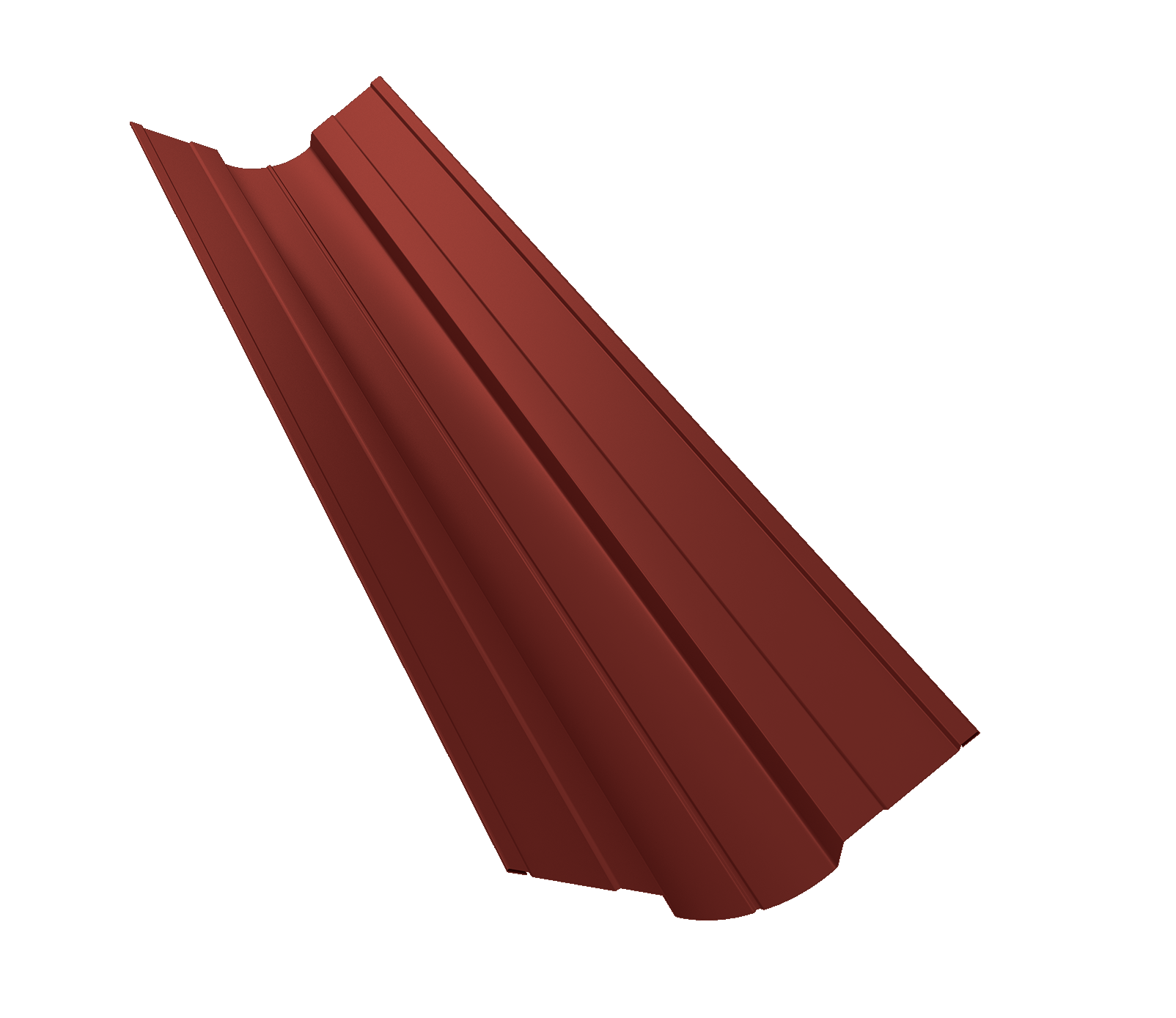Планка ендовы верхней фигурной 70x70 0,5 Satin с пленкой RAL 3009 оксидно-красный (3м)