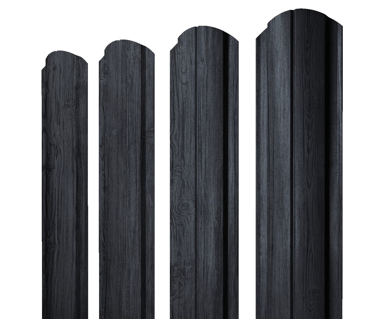 Штакетник Полукруглый Slim фигурный 0,45 Print Premium Grey Wood TwinColor