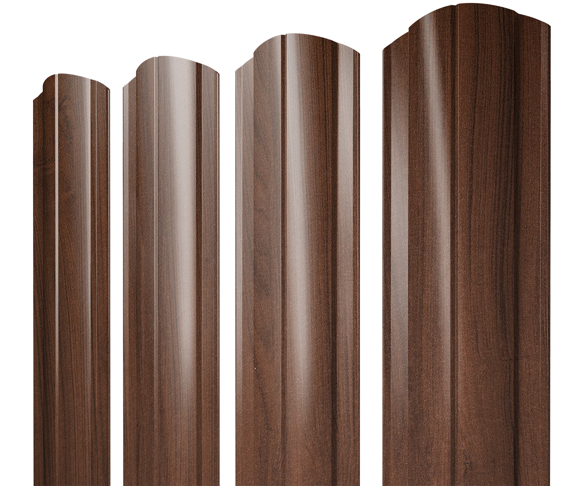 Штакетник Круглый фигурный 0,45 Print Elite Choco Wood TwinColor