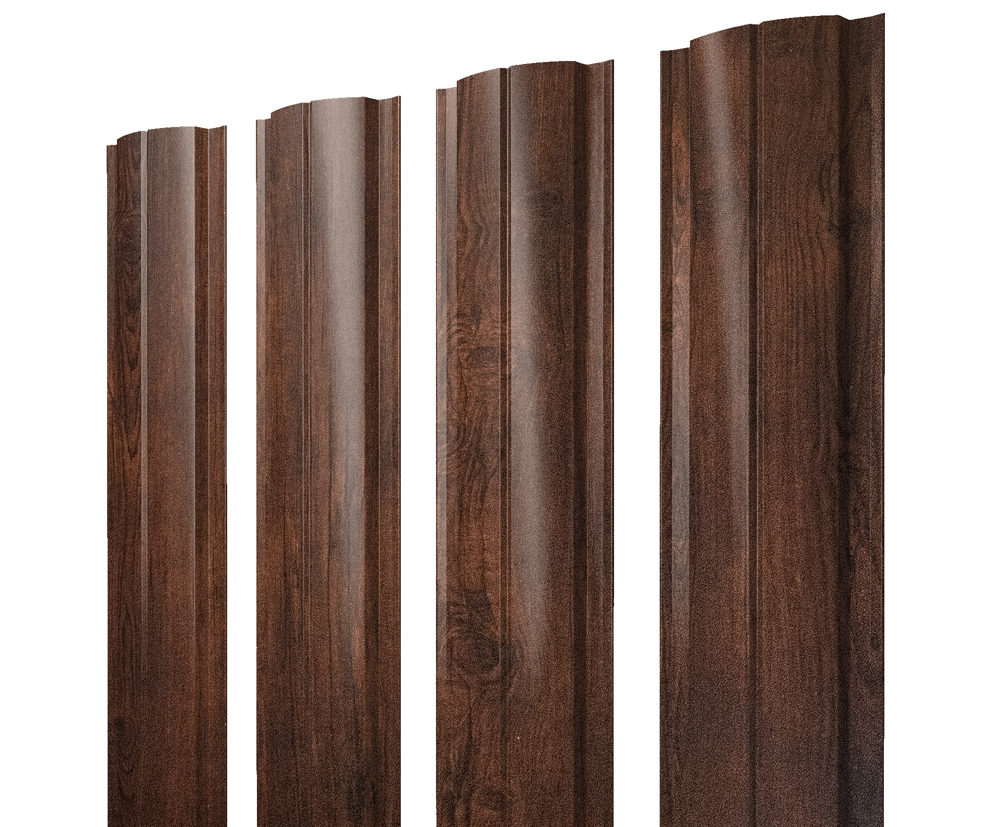 Штакетник Полукруглый Slim с прямым резом 0,4 Print Premium Cherry Wood Dark FTC
