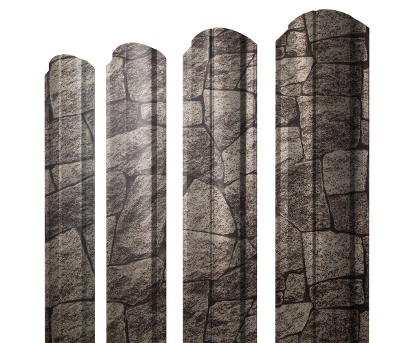Штакетник Полукруглый Slim фигурный 0,45 Print Elite King Stone TwinColor