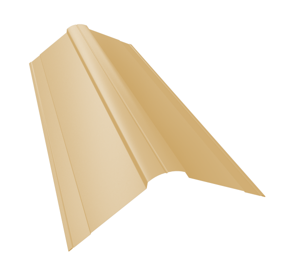 Планка конька фигурного 150x150 0,4 PE с пленкой RAL 1014 слоновая кость (2м)