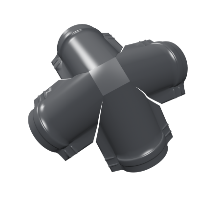 Четверник конька полукруглого 0,5 Satin с пленкой RAL 7024 мокрый асфальт