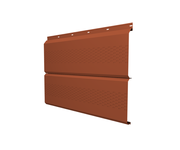 Софит ЭкоБрус с перфорацией 0,345 Grand Line 0,5 Satin с пленкой RAL 8004 терракота