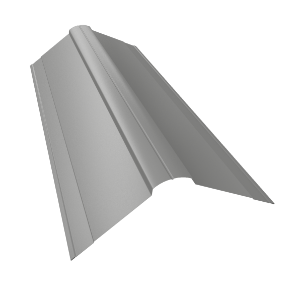 Планка конька фигурного 150x150 0,5 Satin с пленкой RAL 9006 бело-алюминиевый (3м)