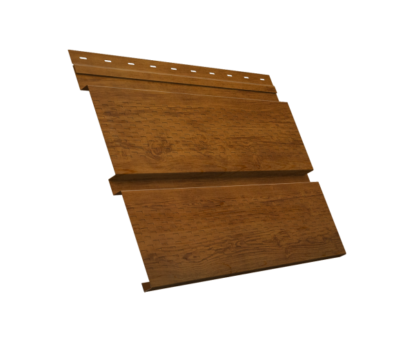 Софит металлический Квадро Брус с перфорацией 0,45 Print Elite с пленкой Golden Wood TwinColor