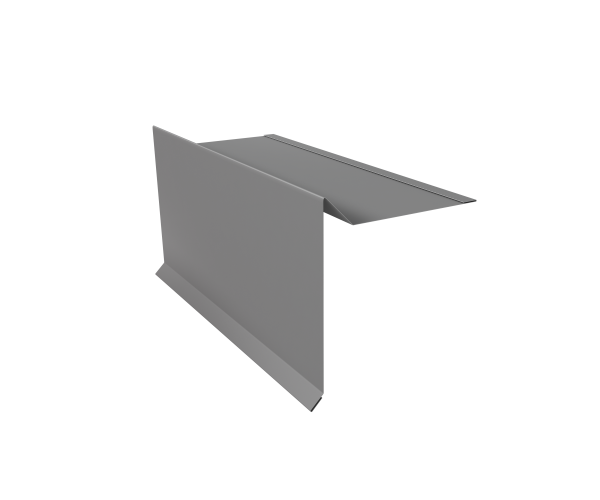 Планка ветровая с отгибом для мягкой кровли 100х20х70 0,5 Satin с пленкой RAL 9006 бело-алюминиевый (3м)