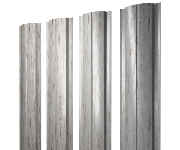 Штакетник Полукруглый Slim с прямым резом 0,45 Print Elite Snow Wood TwinColor