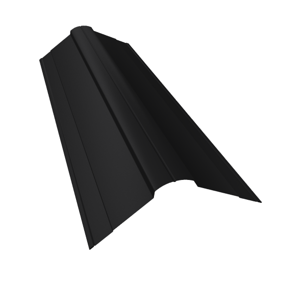 Планка конька фигурного 100x100 0,5 Satin с пленкой RAL 9005 черный (2м)