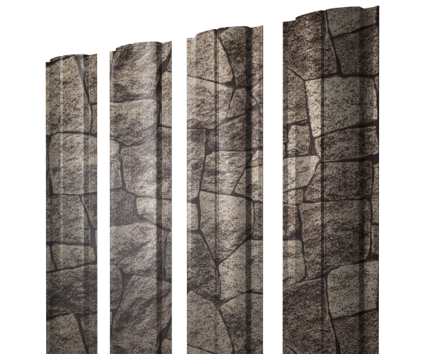 Штакетник Полукруглый Slim с прямым резом 0,45 Print Elite King Stone TwinColor
