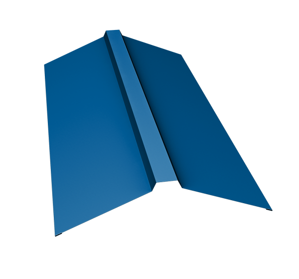 Планка конька прямоугольного 150х30х150 0,5 Satin с пленкой RAL 5005 сигнальный синий (3м)