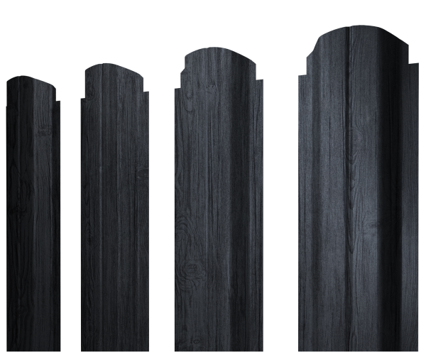 Штакетник П-образный А фигурный 0,45 Print Premium Grey Wood TwinColor