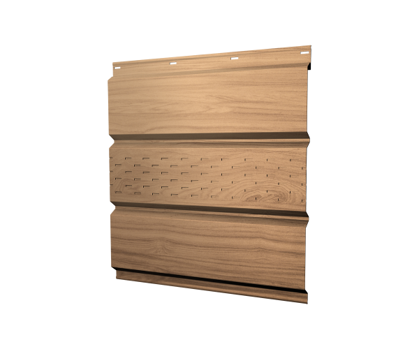 Софит металлический центральная перфорация 0,45 Print Elite с пленкой Honey Wood TwinColor