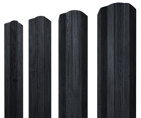 Штакетник М-образный А фигурный 0,45 Print Premium Grey Wood TwinColor