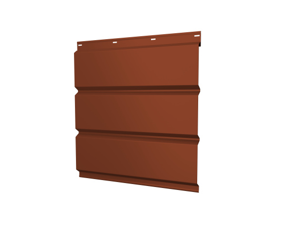 Софит металлический без перфорации 0,5 Satin с пленкой RAL 8004 терракота