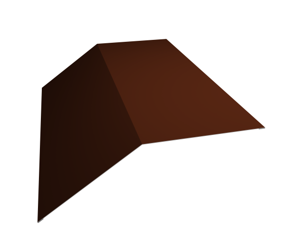 Планка конька плоского 190х190 0,5 Satin с пленкой RAL 3009 оксидно-красный (3м)