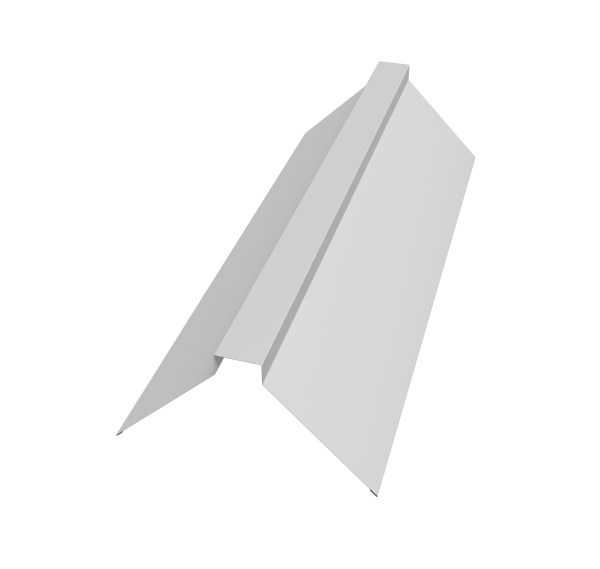 Планка конька плоского 175х50х175 0,5 Satin с пленкой RAL 9003 сигнальный белый (3м)