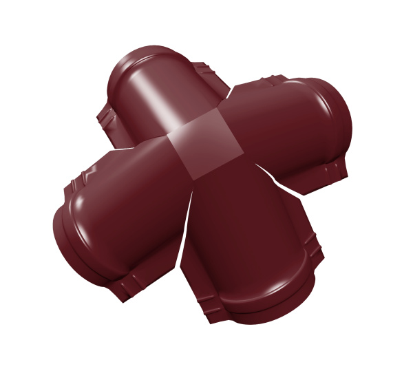 Четверник конька полукруглого 0,5 Satin с пленкой RAL 3005 красное вино