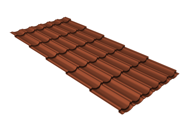 Металлочерепица "Квинта Юг" 0,5 Velur X RAL 8004 терракота