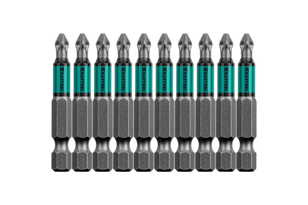 Биты PZ2 Kraftool Optimum Line 50 мм, тип хвостовика E 1/4″ 10шт в блистере (26124-2-50-10)