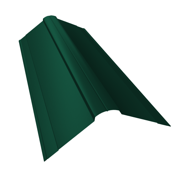 Планка конька фигурного 150x150 0,7 PE с пленкой RAL 6005 зеленый мох (3м)