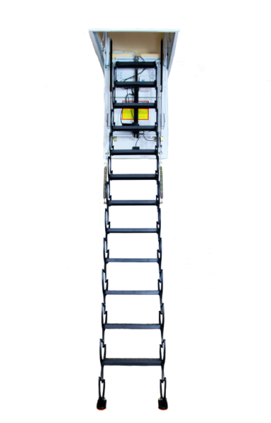 Лестница ножничная металлическая Fakro LCS-E (CH) 80х120/300 с автоматической системой управления с помощью пульта
