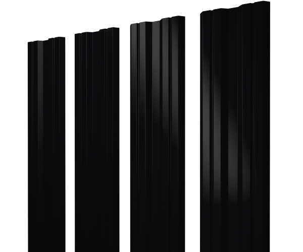 Штакетник Twin с прямым резом 0,45 PE RAL 9005 черный