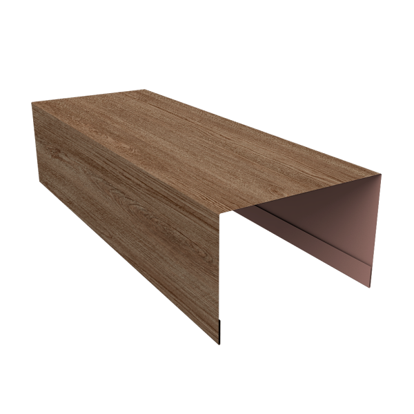Крышка для забора из сайдинга (Квадро брус, Вертикаль) 0,45 Print Elite White Wood TwinColor (2,54м)