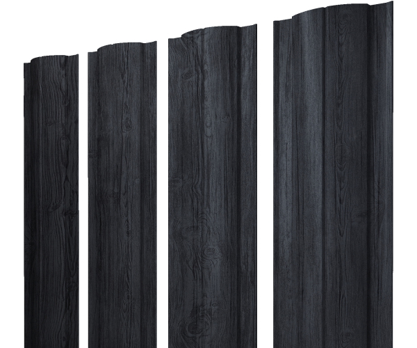 Штакетник Круглый с прямым резом 0,45 Print Premium Grey Wood TwinColor