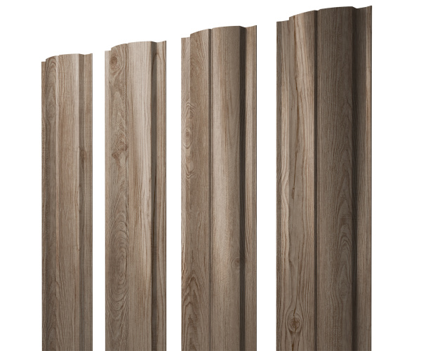 Штакетник Полукруглый Slim с прямым резом 0,45 Print Elite White Wood TwinColor