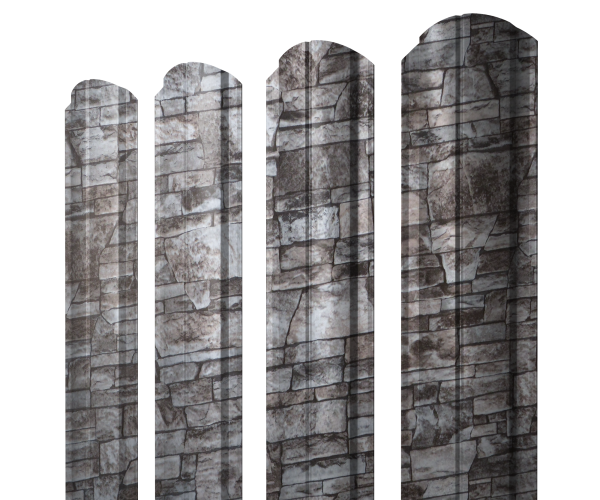 Штакетник Полукруглый Slim фигурный 0,45 Print Elite Fine Stone TwinColor