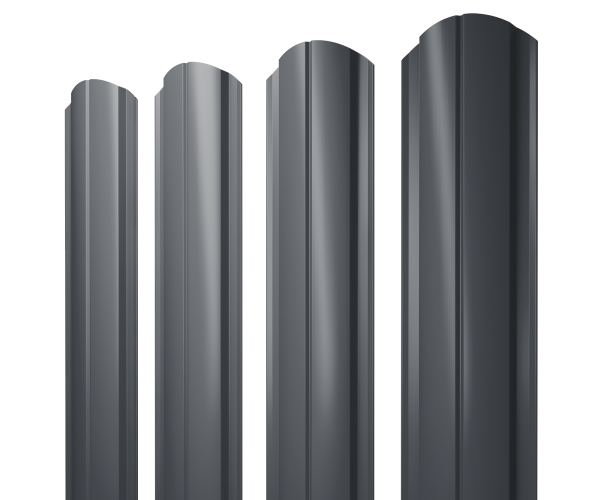 Штакетник Полукруглый Slim фигурный 0,5 Drap TX RAL 7024 мокрый асфальт