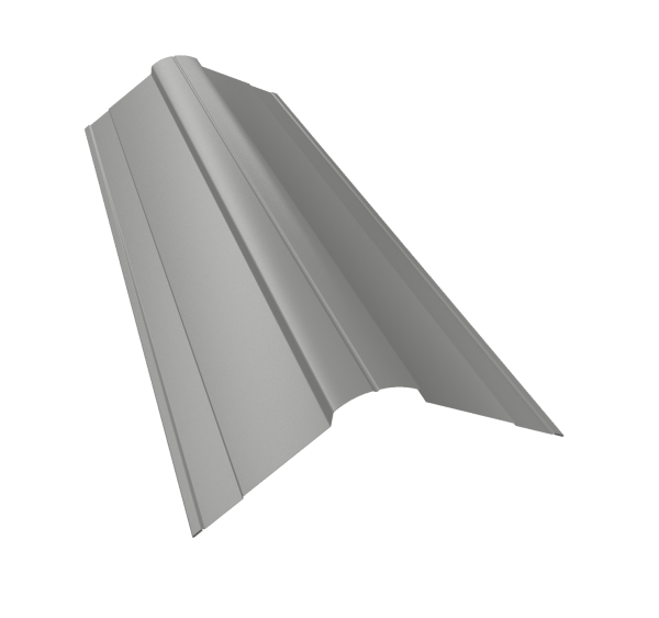 Планка конька фигурного 100x100 0,5 Satin с пленкой RAL 9006 бело-алюминиевый (3м)