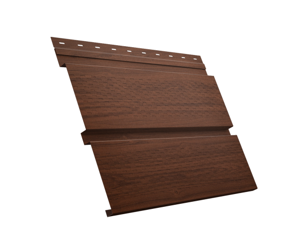 Софит металлический Квадро Брус с перфорацией 0,45 Print Elite с пленкой Choco Wood TwinColor