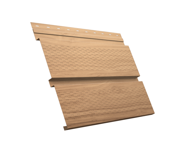 Софит металлический Квадро Брус с перфорацией 0,45 Print Elite с пленкой Honey Wood TwinColor
