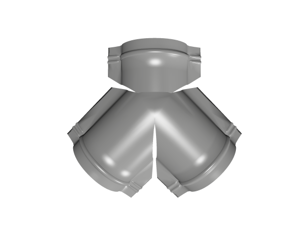 Тройник Y конька полукруглого 0,5 Satin с пленкой RAL 9006 бело-алюминиевый