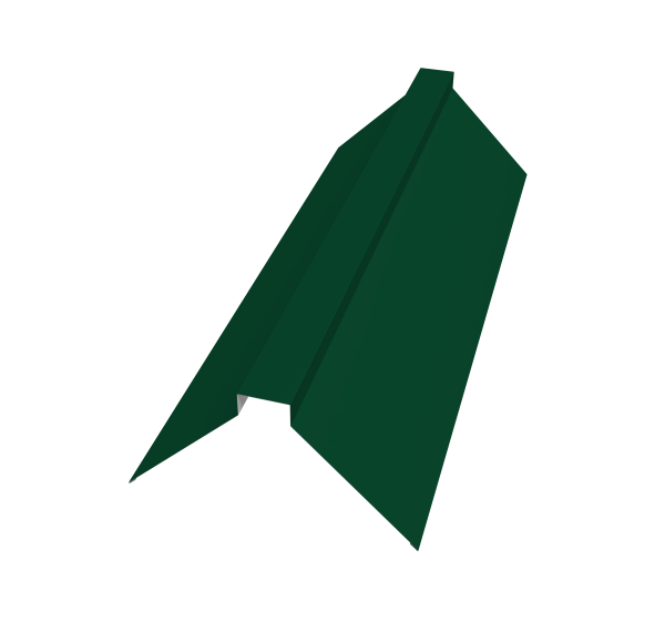 Планка конька плоского 175х50х175 0,5 Satin с пленкой RAL 6005 зеленый мох (3м)